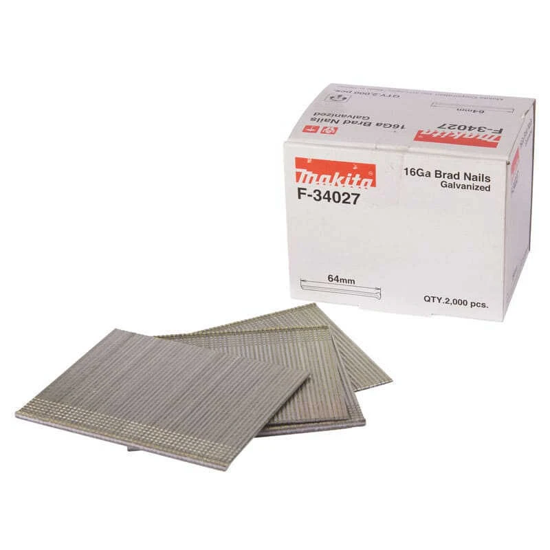 Clous Brads En T 16 Ga Galvanisés Long 64mm (2000 Pcs) - MAKITA F-34027 1 Clous Brads En T 16 Ga Galvanisés Long 64mm (2000 Pcs) - MAKITA F-34027
