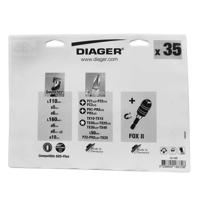 Coffret De Forets SDS-Plus Booster-Plus Et Embouts (35 Pcs) - DIAGER 108B 6 Coffret De Forets SDS-Plus Booster-Plus Et Embouts (35 Pcs) - DIAGER 108B – Image 6
