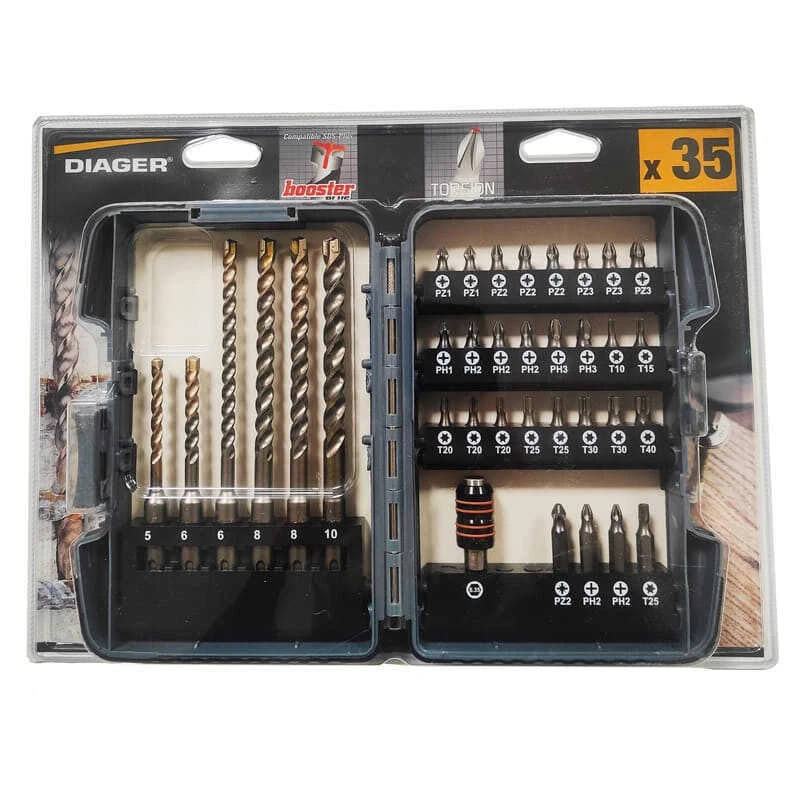Coffret De Forets SDS-Plus Booster-Plus Et Embouts (35 Pcs) - DIAGER 108B 1 Coffret De Forets SDS-Plus Booster-Plus Et Embouts (35 Pcs) - DIAGER 108B