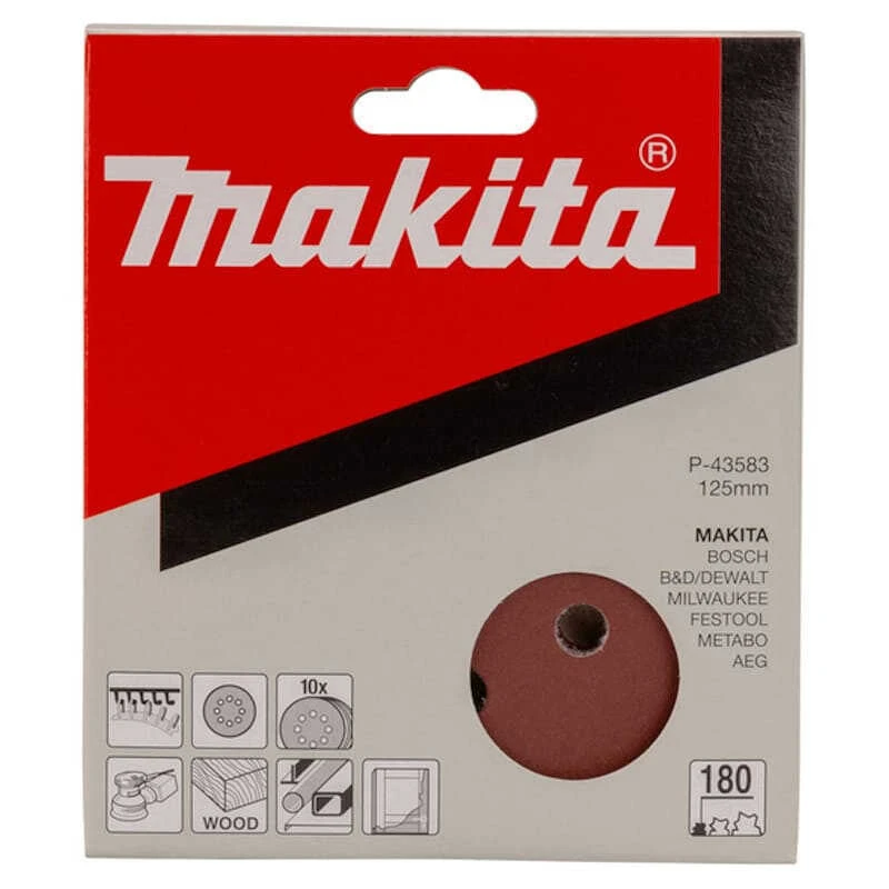 Disques Abrasifs Ø125 Mm Red Velcro Grain 180 Bois/métal (10 Pcs ) - MAKITA P-43583 2 Disques Abrasifs Ø125 Mm Red Velcro Grain 180 Bois/métal (10 Pcs ) - MAKITA P-43583 – Image 2