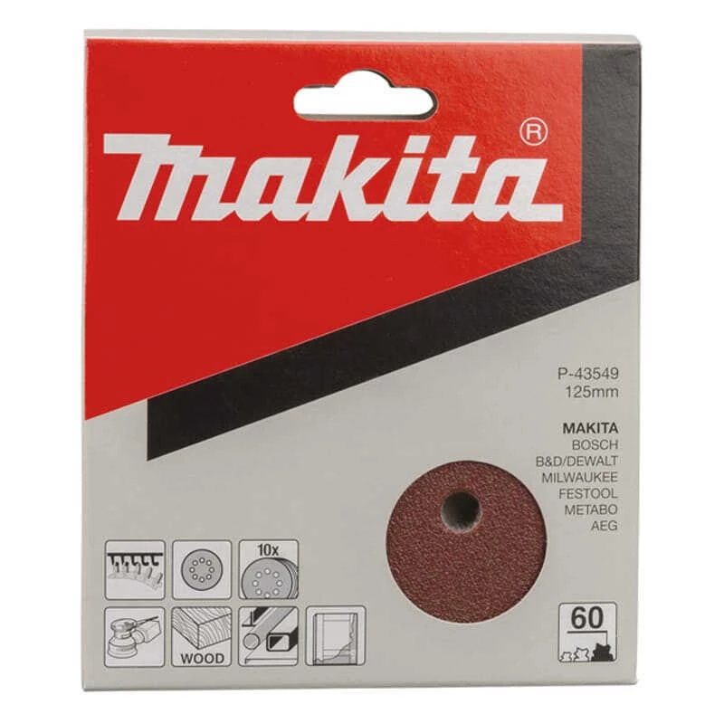 Disques Abrasifs Ø125 Mm Red Velcro Grain 60 Bois/métal (10 Pcs) - MAKITA P-43549 2 Disques Abrasifs Ø125 Mm Red Velcro Grain 60 Bois/métal (10 Pcs) - MAKITA P-43549 – Image 2