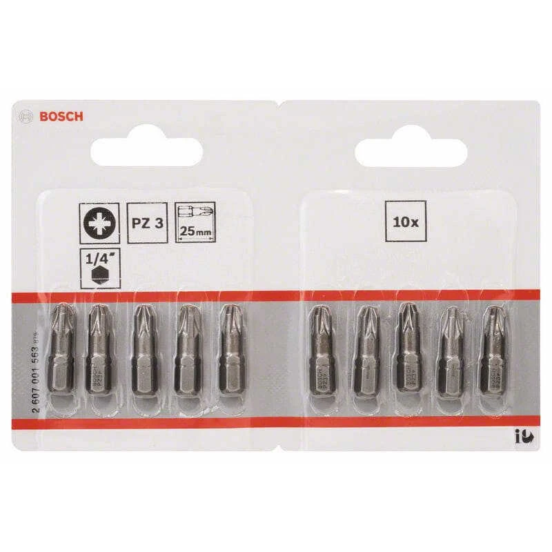 Embout Cruciforme 1/4" PZ 3 Longueur 25 Mm (lot De 10) - Bosch 2607001563 2 Embout Cruciforme 1/4" PZ 3 Longueur 25 Mm (lot De 10) - Bosch 2607001563 – Image 2