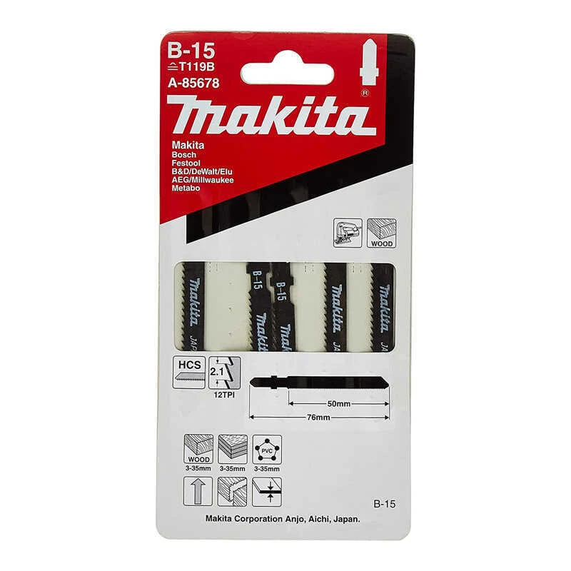 Lames Pour Scie Sauteuse Bois, Contre-plaqué Et PVC (5 Pcs) - MAKITA A-85678 3 Lames Pour Scie Sauteuse Bois, Contre-plaqué Et PVC (5 Pcs) - MAKITA A-85678 – Image 3
