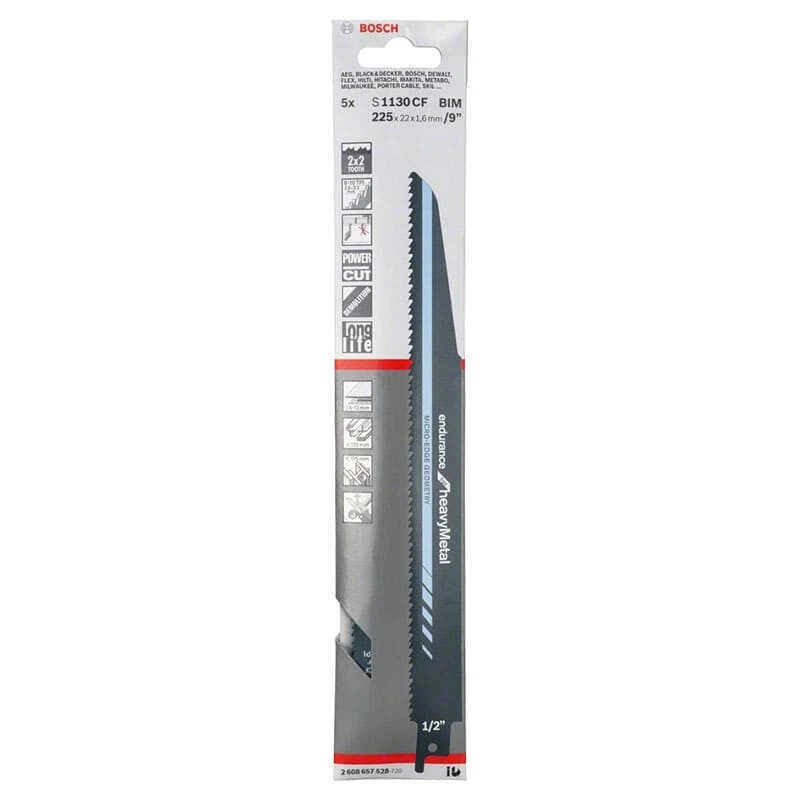 Jeu De Lames De Scie Sabre S1130CF Pour Métal (5 Pcs) - BOSCH 2608657528 2 Jeu De Lames De Scie Sabre S1130CF Pour Métal (5 Pcs) - BOSCH 2608657528 – Image 2
