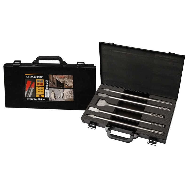 Mallette De Burins Et Pics SDS-MAX (5 Pcs) - DIAGER 315C 1 Mallette De Burins Et Pics SDS-MAX (5 Pcs) - DIAGER 315C
