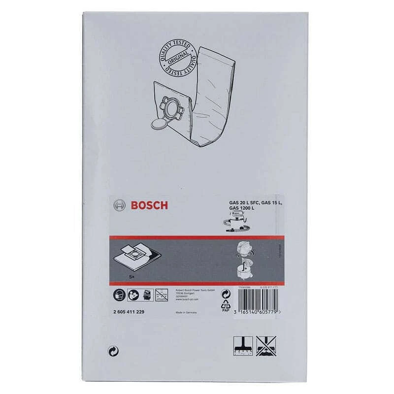 Sacs Filtres Pour Aspirateurs GAS 20 L SFC, GAS 15 L, GAS 1200 L (5pcs) - BOSCH 2605411229 2 Sacs Filtres Pour Aspirateurs GAS 20 L SFC, GAS 15 L, GAS 1200 L (5pcs) - BOSCH 2605411229 – Image 2