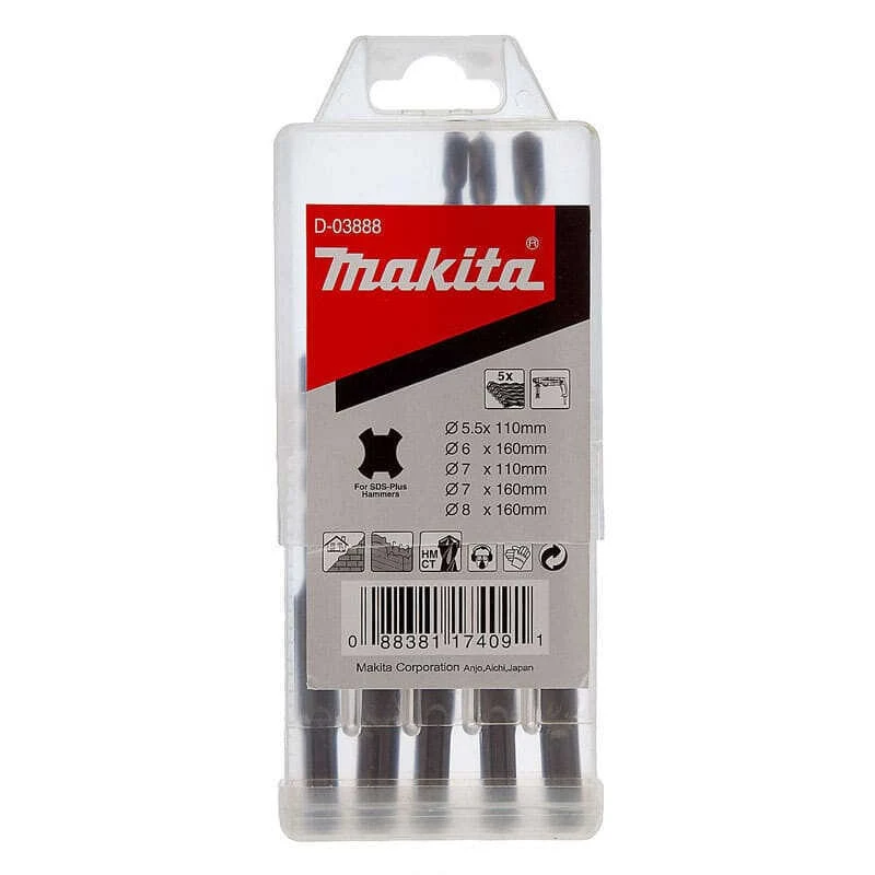 Set De 5 Forets SDS-Plus (5 Pcs) - MAKITA D-03888 1 Set De 5 Forets SDS-Plus (5 Pcs) - MAKITA D-03888